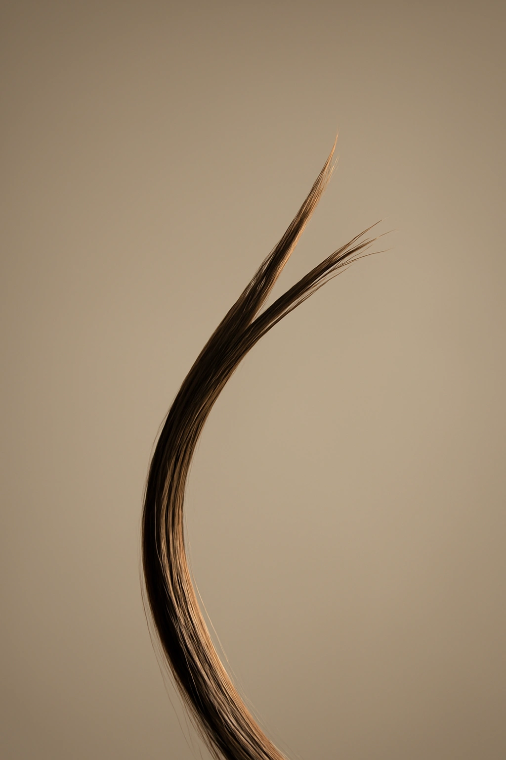 Macro shot of a stiff hair strand with a small crack