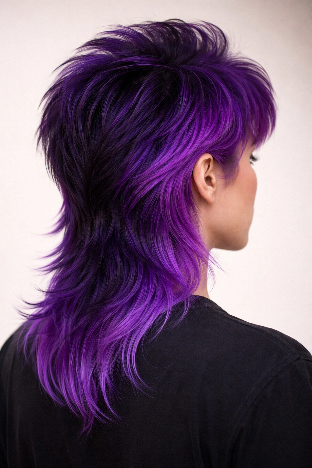 Three-quarter view of a mullet with deep purple back and violet sides