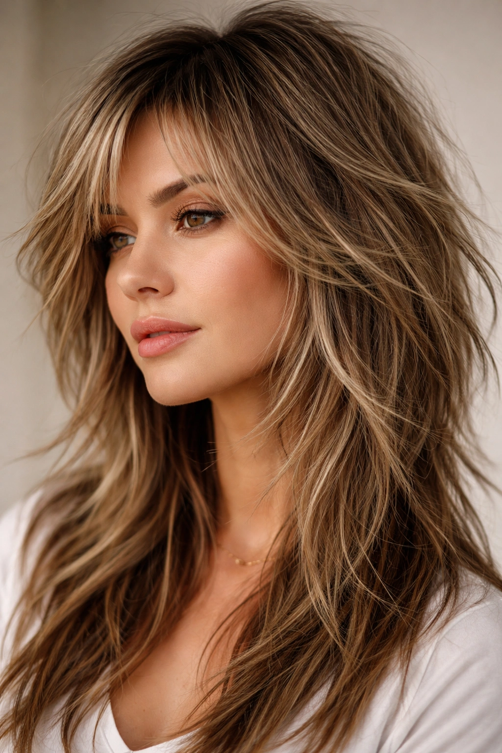 Razored layers with point-cut texture creating dynamic movement