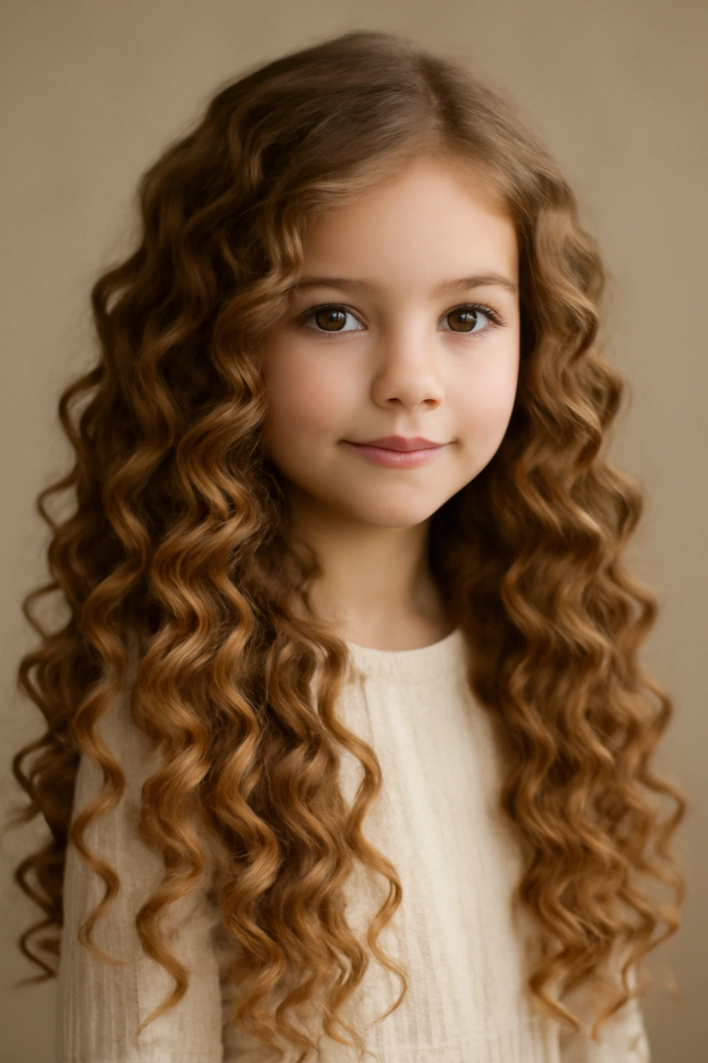 Cascading ringlet curls in natural light