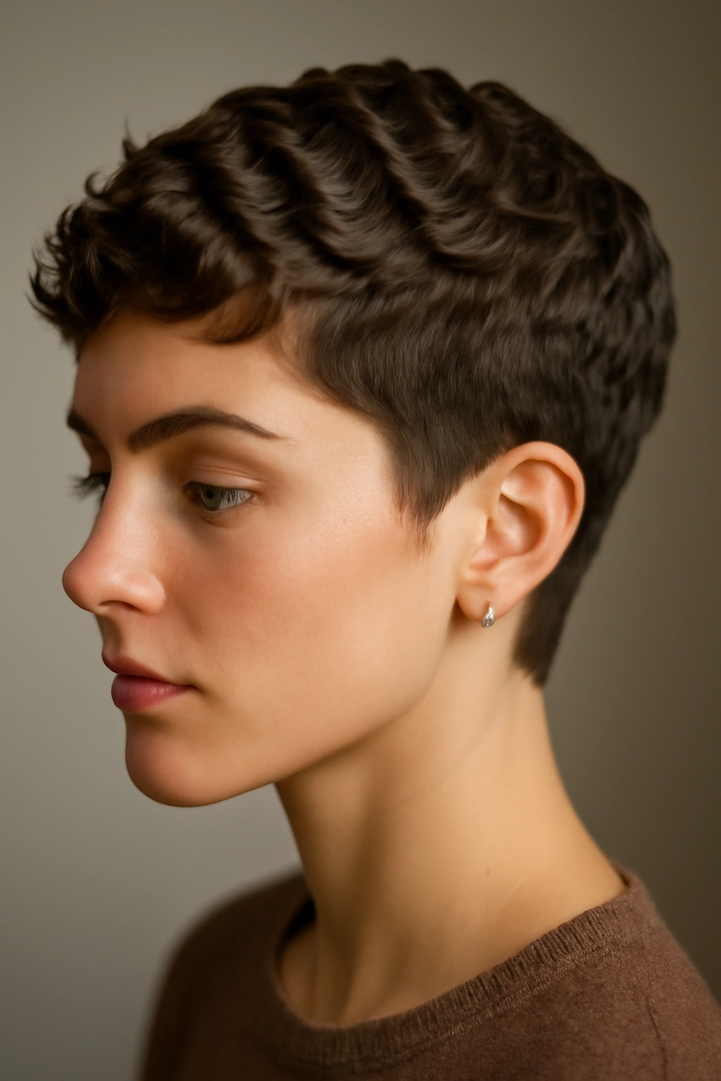 Close-up of The Ripple-Wave Pixie with horizontal ripple waves across the cut