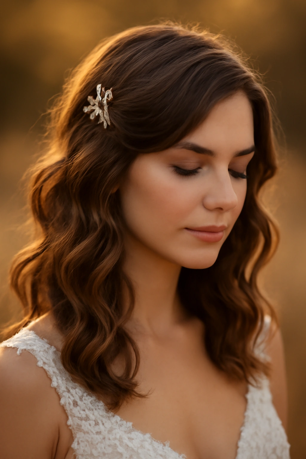 Bride with soft romantic waves and loose curls
