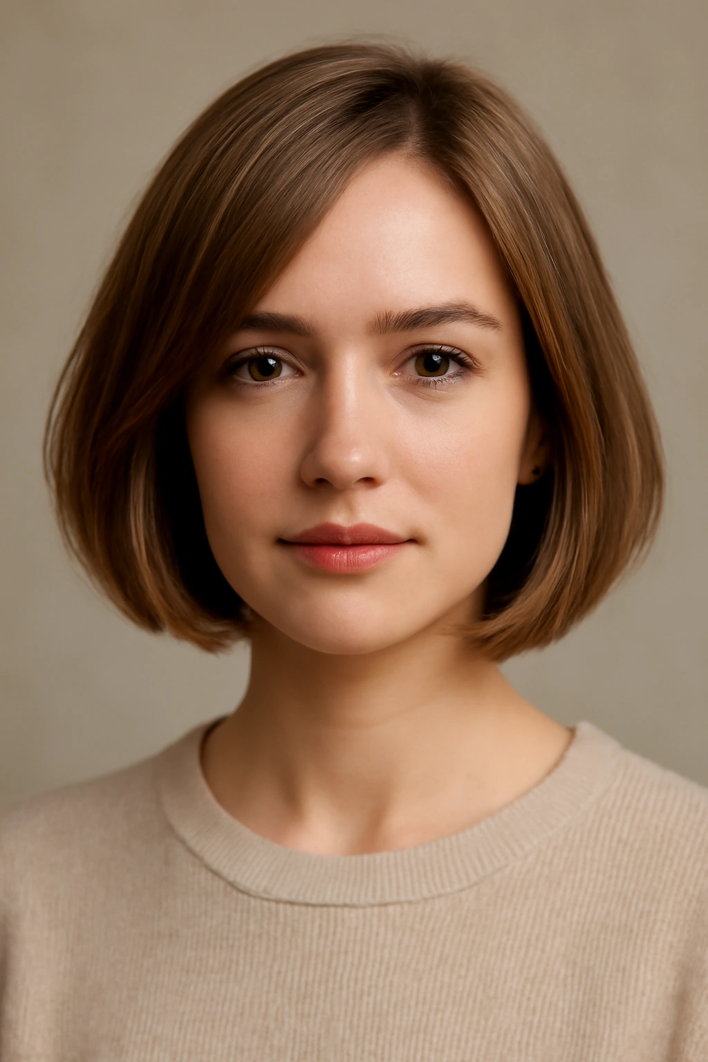 Rounded bob with subtle face-framing layers at chin-to-shoulder length