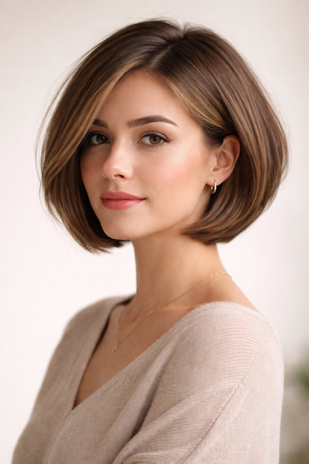 Head-and-shoulders view of a rounded bob with subtle graduation and soft layers