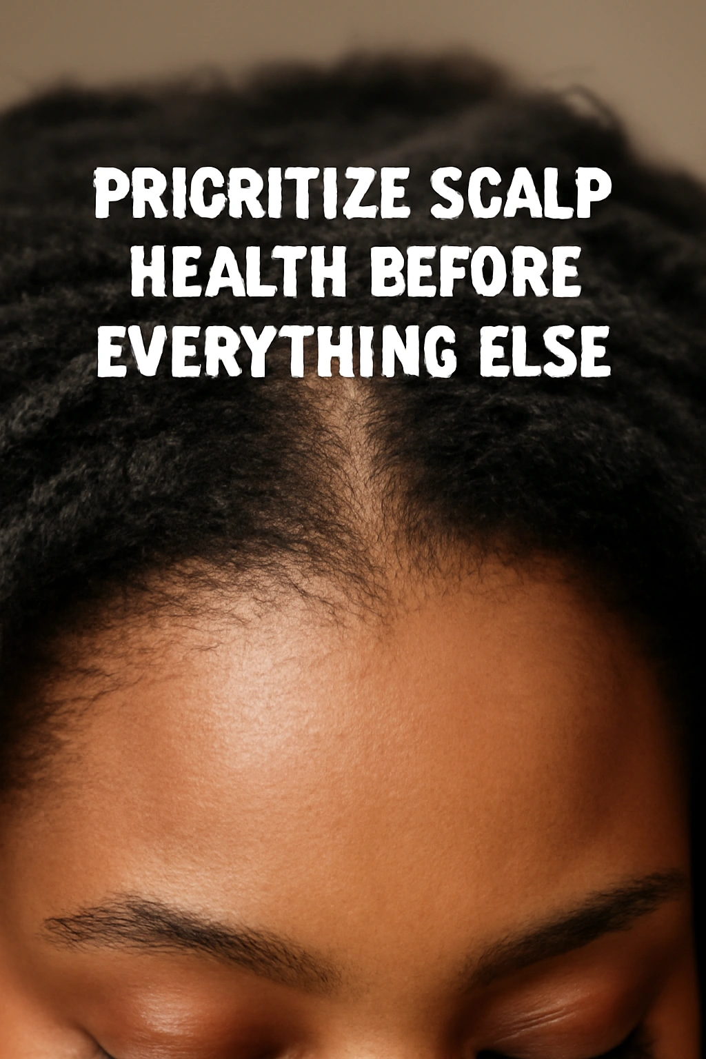 Close-up of a clean, healthy scalp visible through parted natural hair