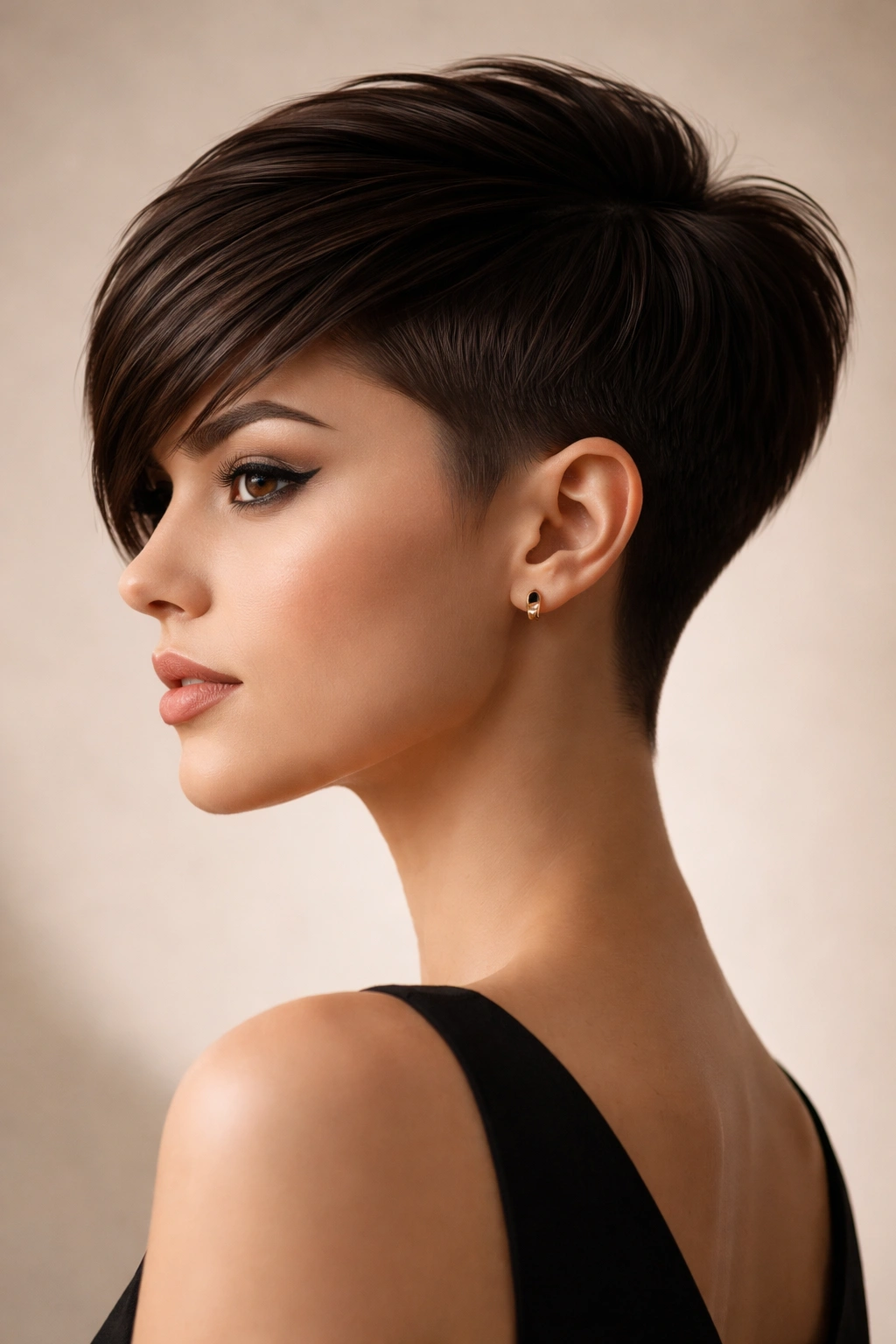 Geometric pixie with precise lines and angular silhouette