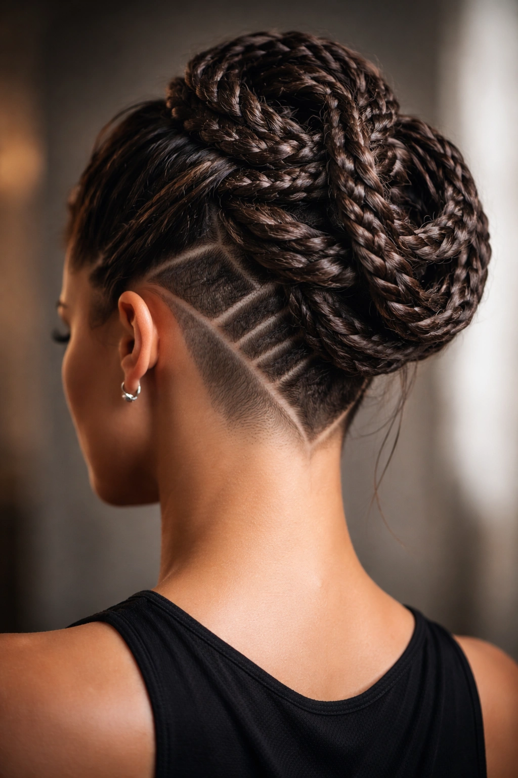 Sculptural braided updo with exposed undercut