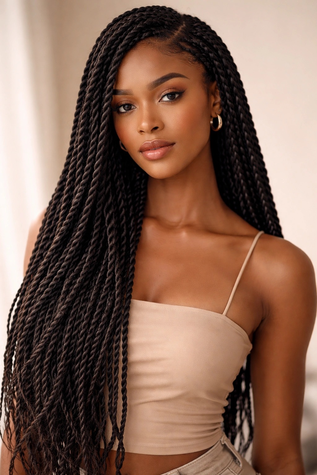 Two-strand Senegalese twists with rope-like texture