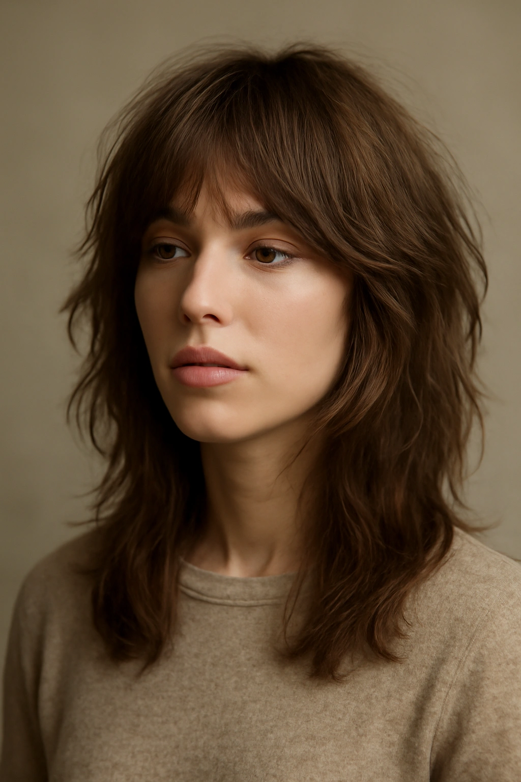 Grown-out shag with soft, blended layers and natural movement.