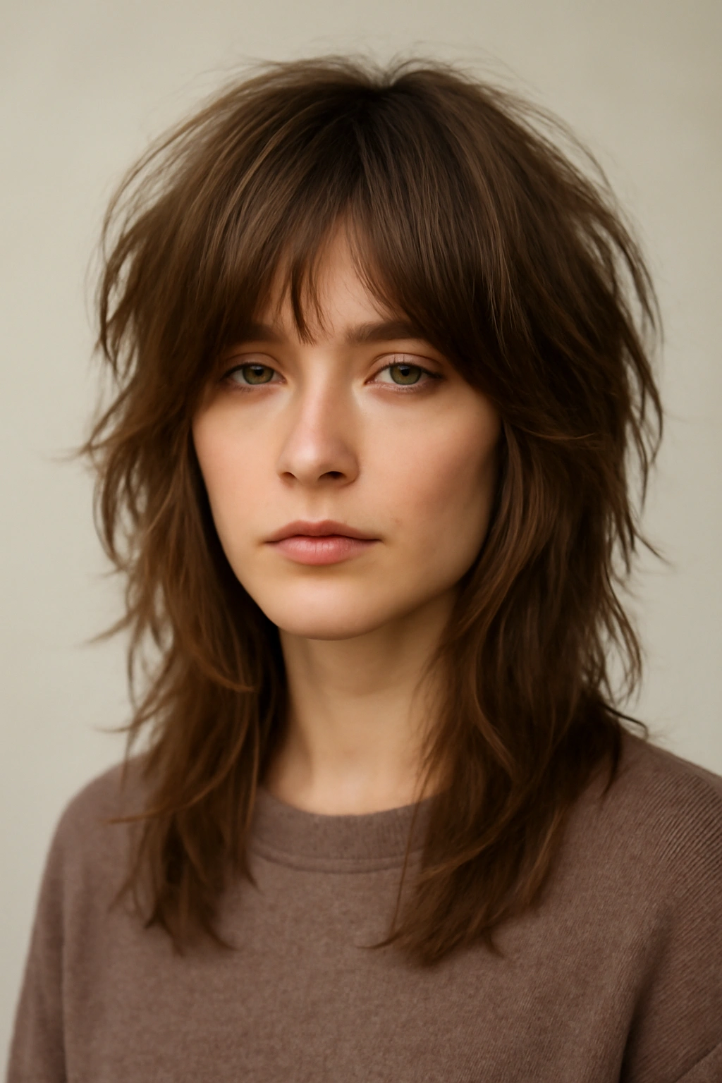 Shaggy layers preserving length with crown layers and mid-length texture