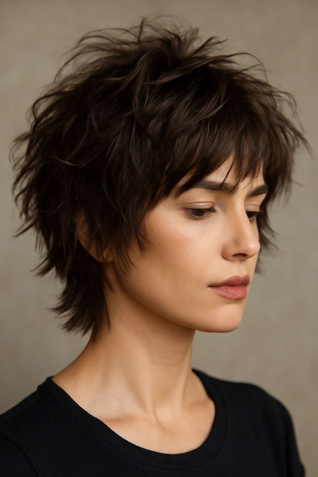 Tousled shag with layered texture and natural volume