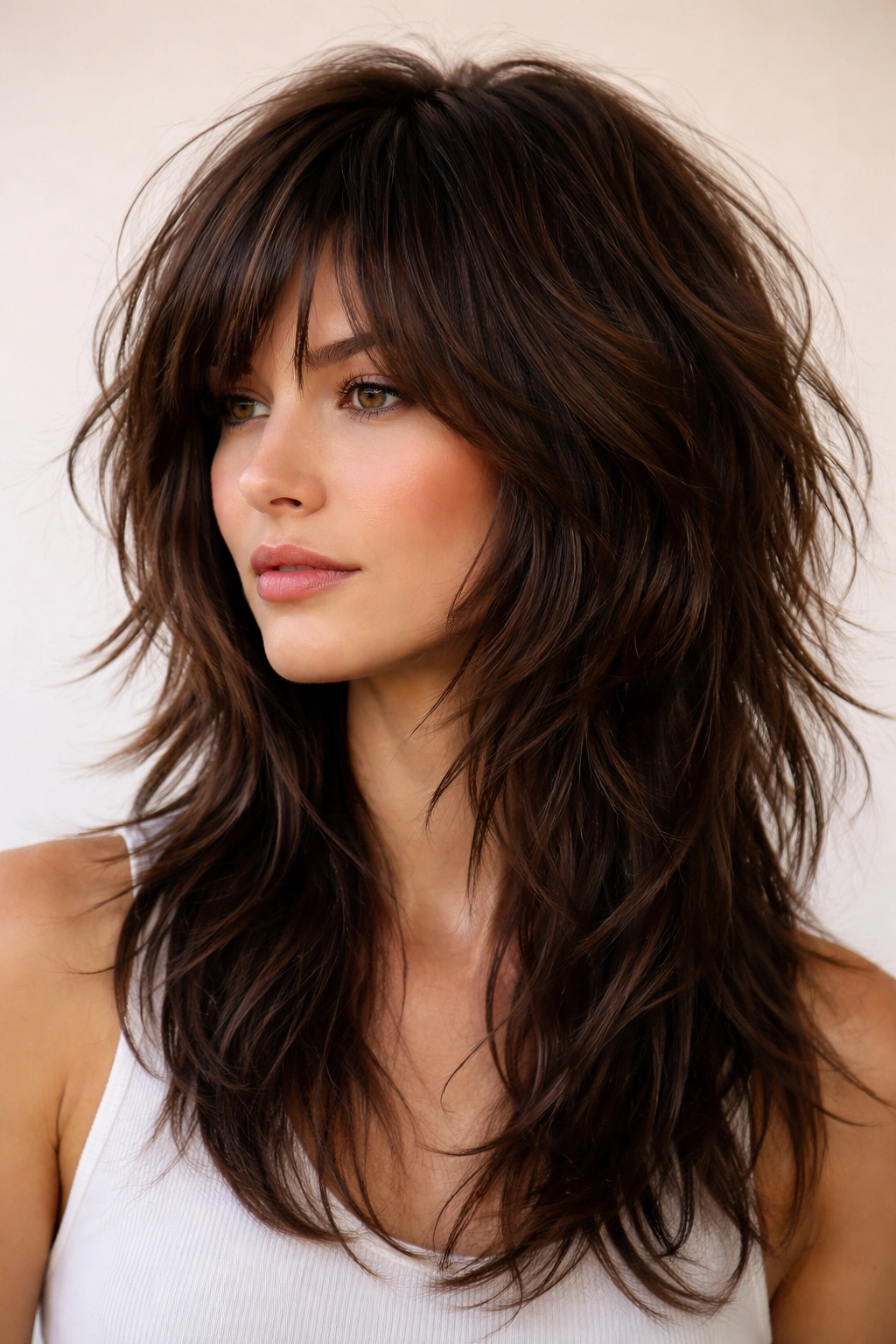 Head-and-shoulders portrait of a thick-haired person with a shag haircut