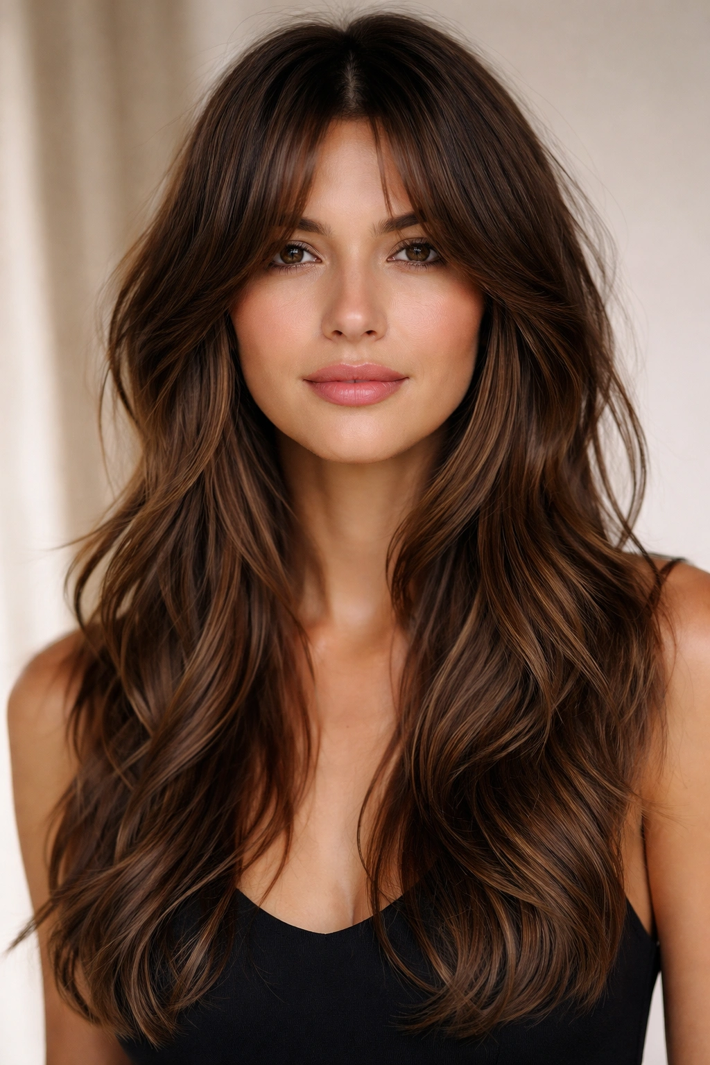Shaggy curtains with a middle part framing the face.