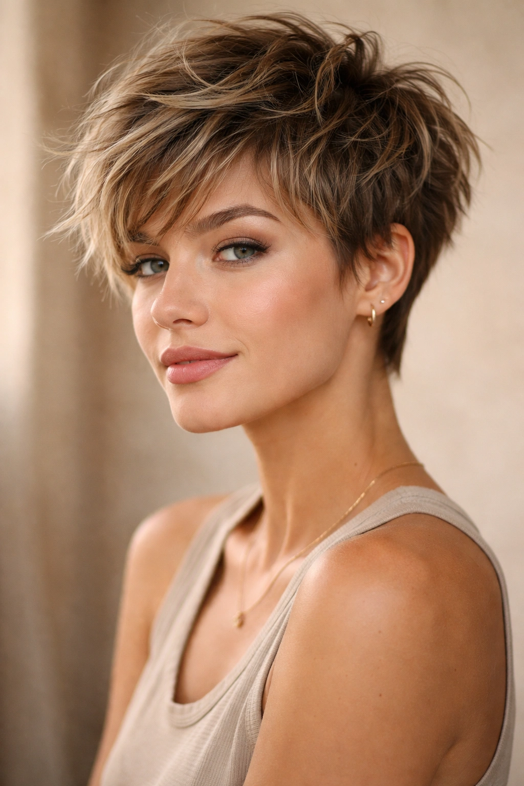 Shaggy pixie with layered top and undone texture