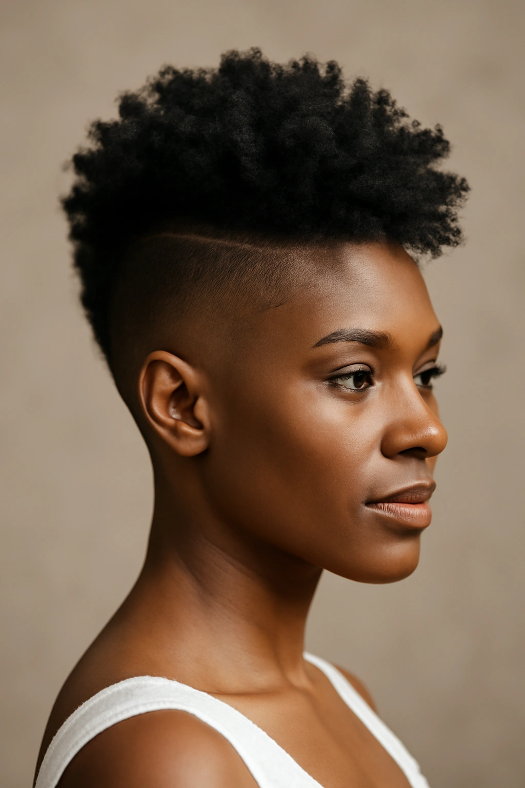 Shaved sides with voluminous crown hairstyle