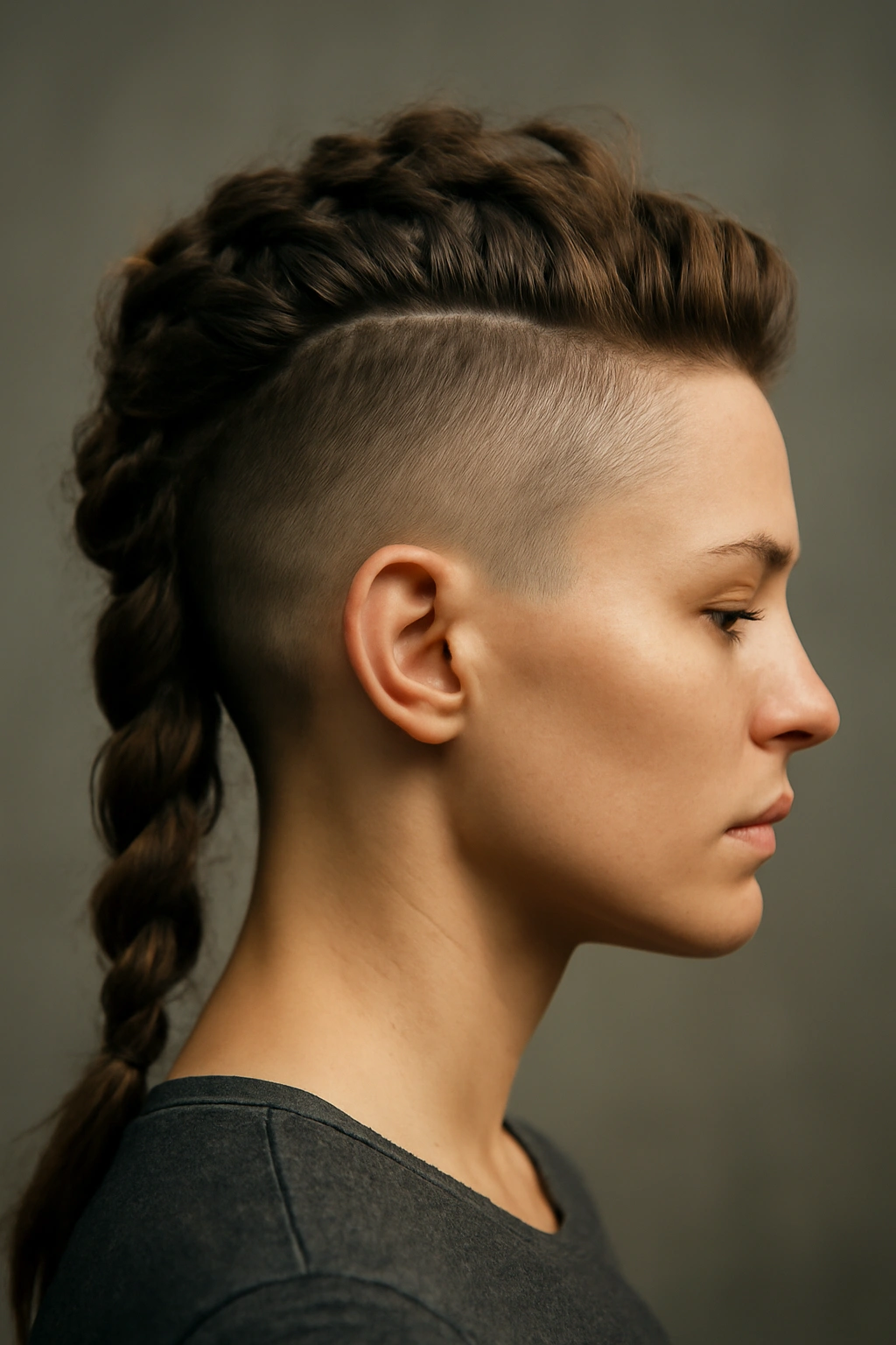 Side-profile showing shaved undercut with longer top hair