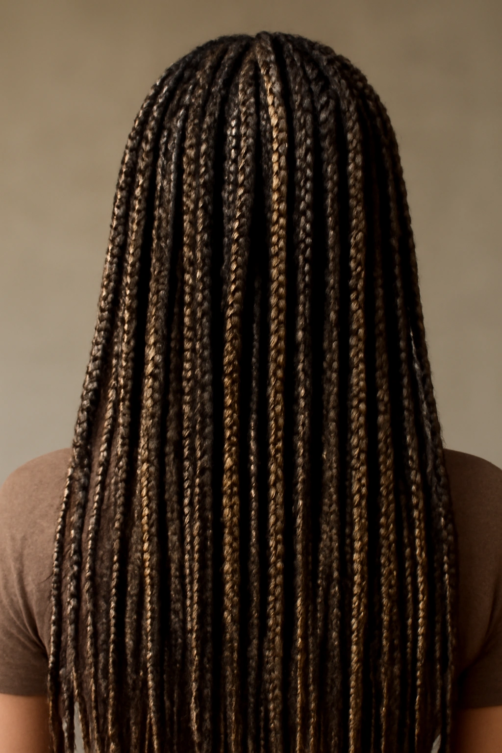 Box braids with shimmery highlights