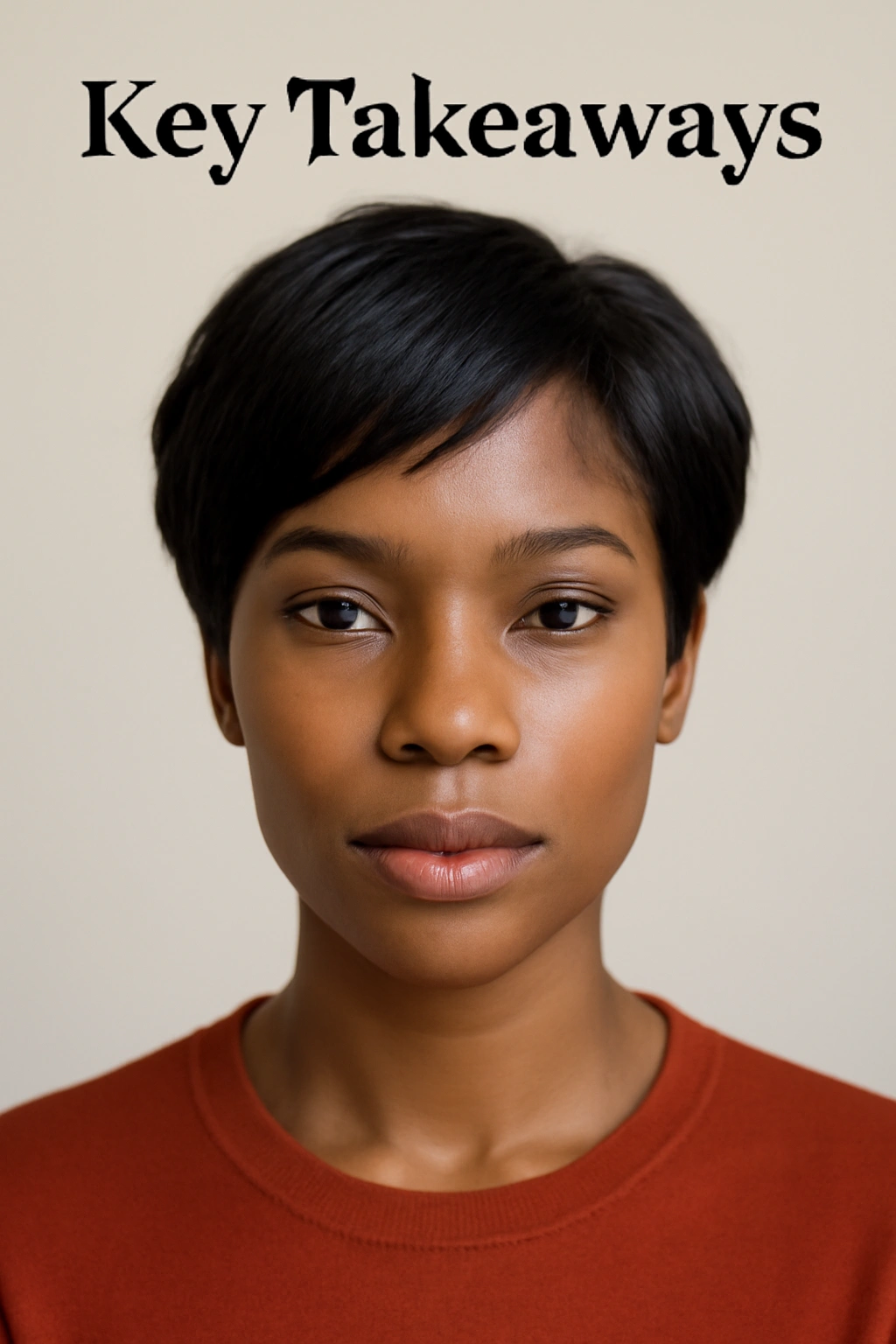 Portrait of a person with a short sew-in hairstyle, emphasizing versatility and practical takeaways
