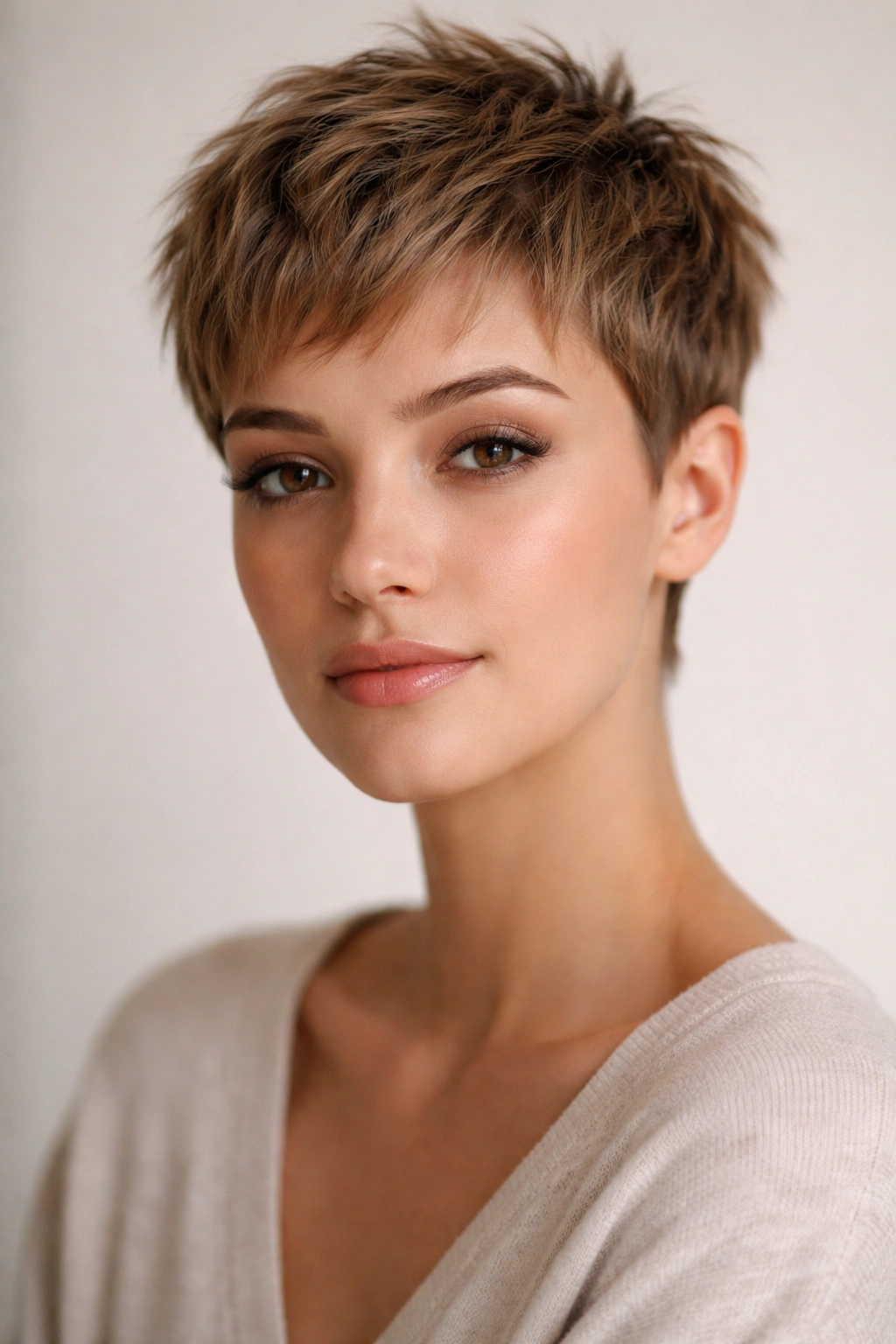 Short textured crop with choppy layers and natural texture