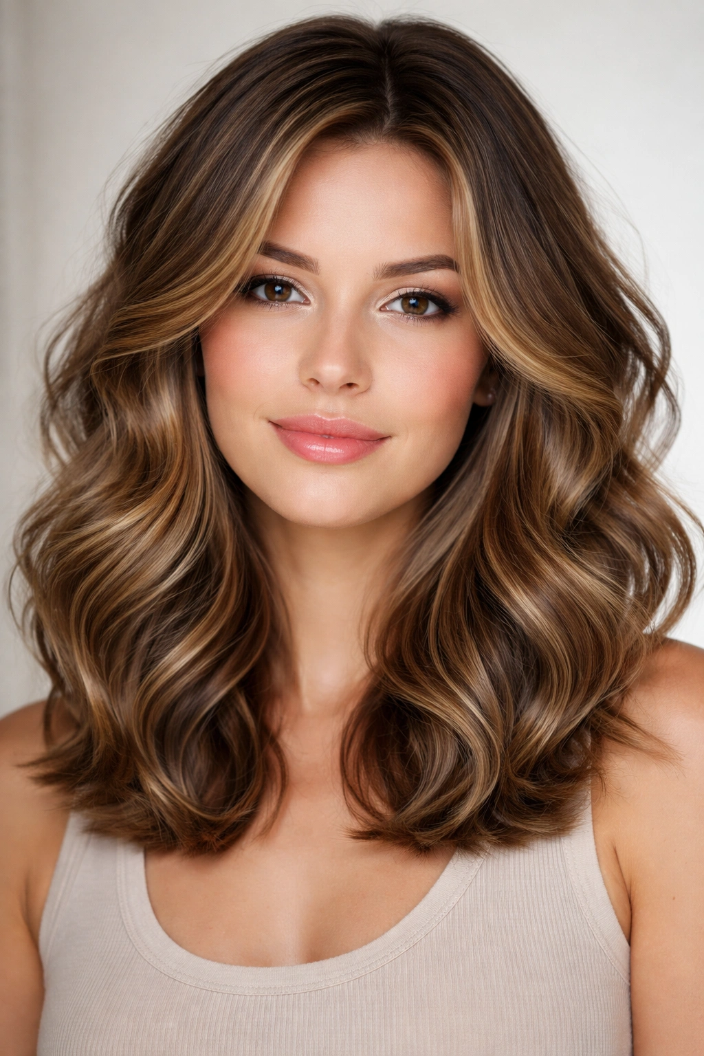 Close-up of shoulder-length hair with voluminous waves creating width and volume.