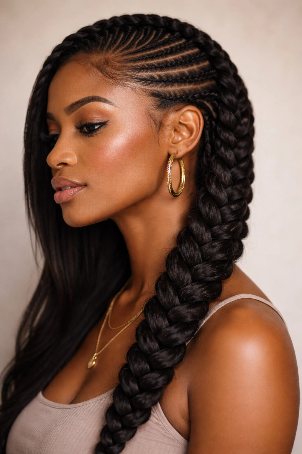 Side braid tracing along the side of the head