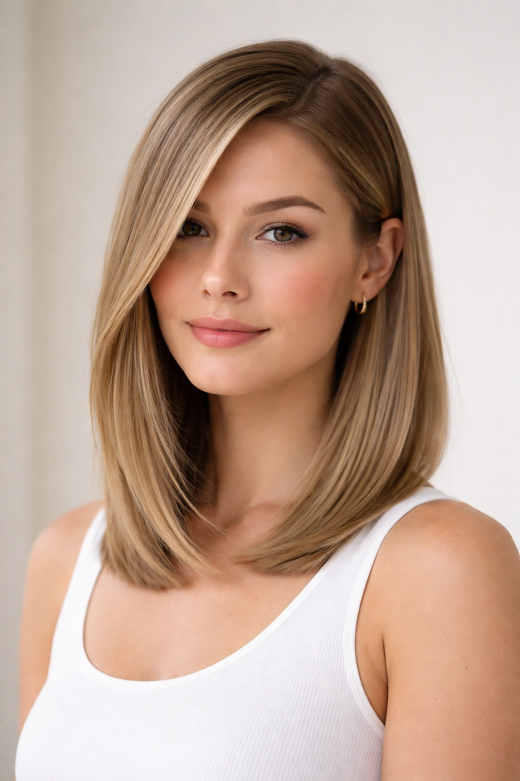 Straight lob with side part and minimal styling