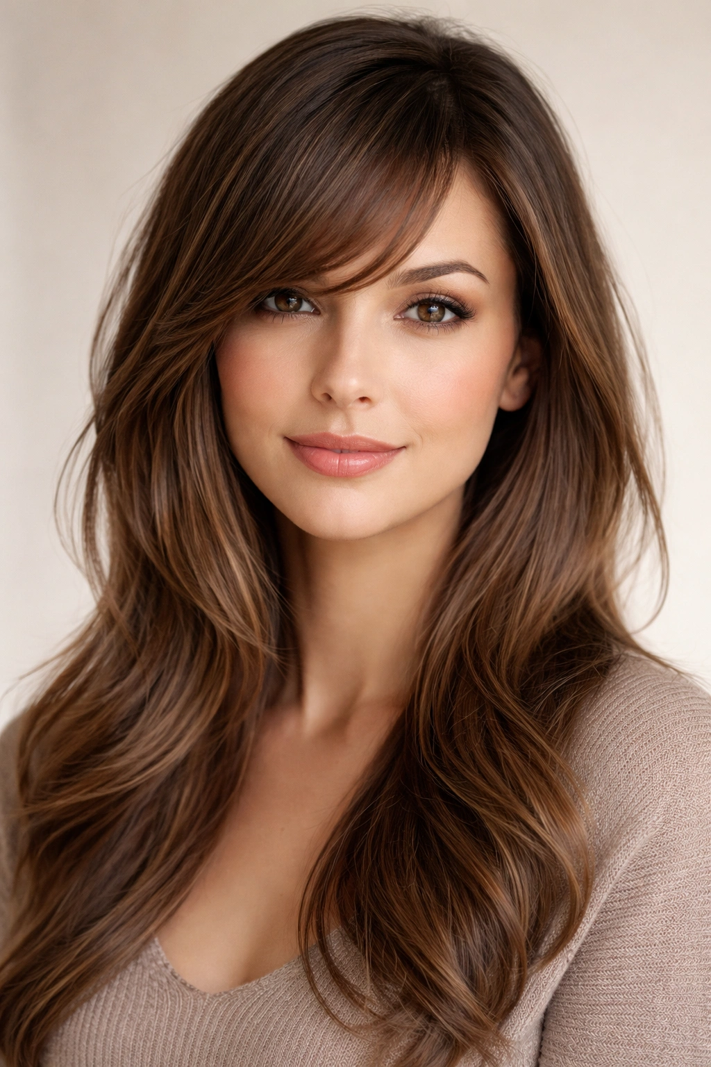 Portrait of an oval-faced person with balanced side-swept bangs
