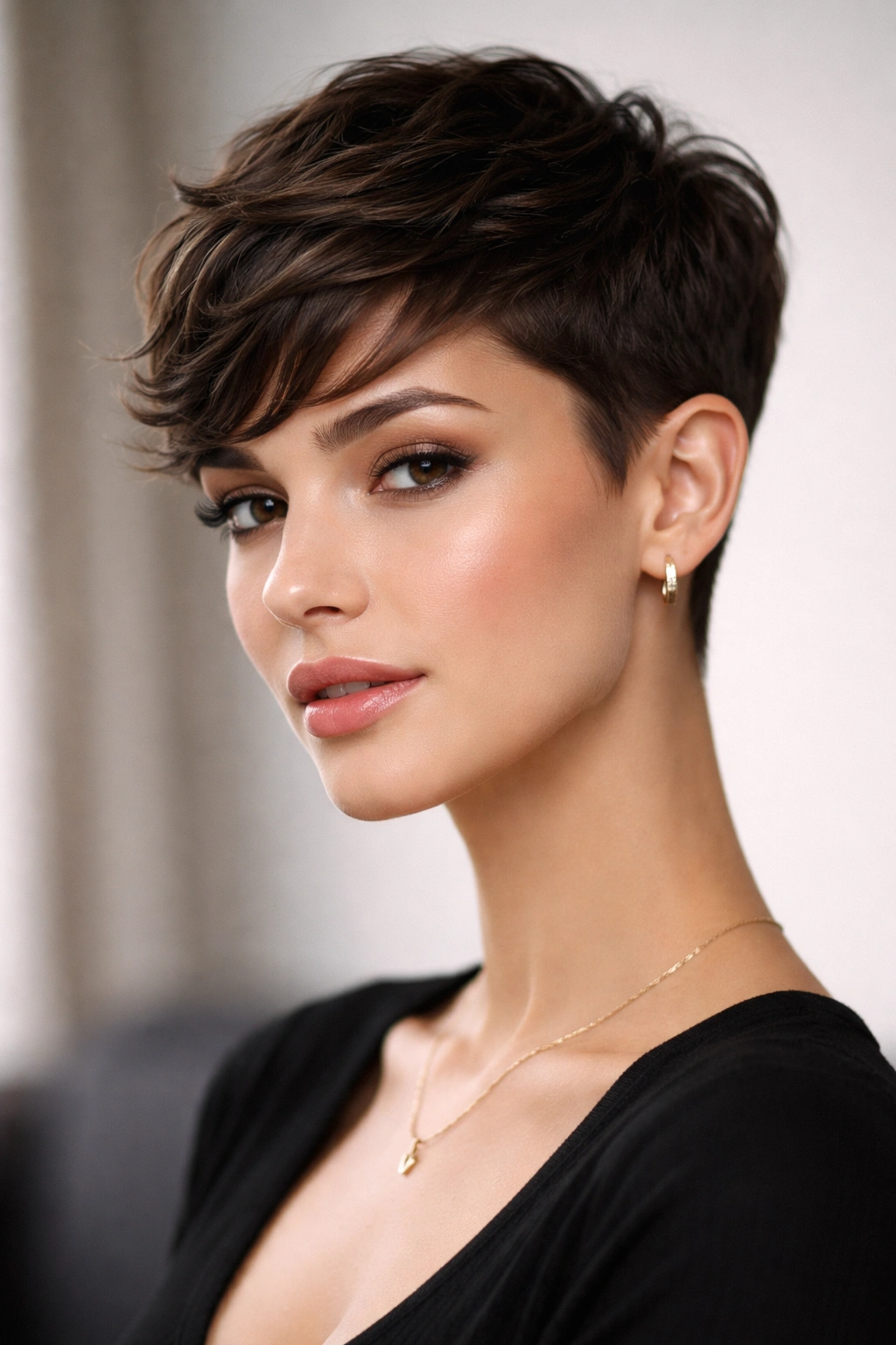 Sleek cropped pixie with subtle wave texture