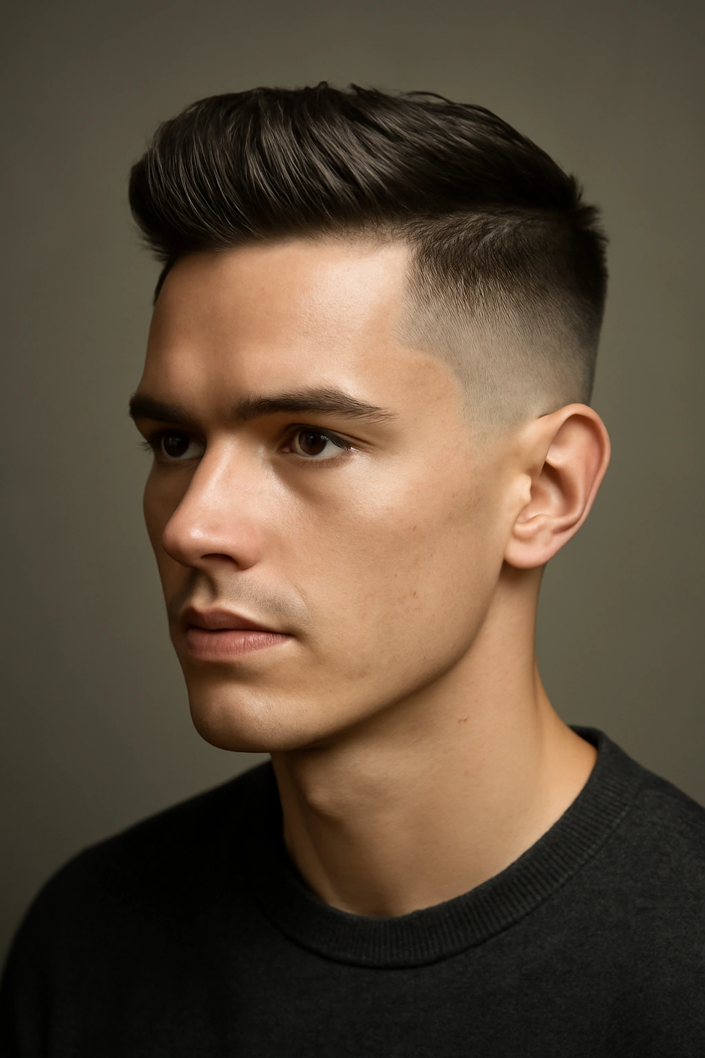 Front view of a sleek taper with a sculpted top showing pronounced lift