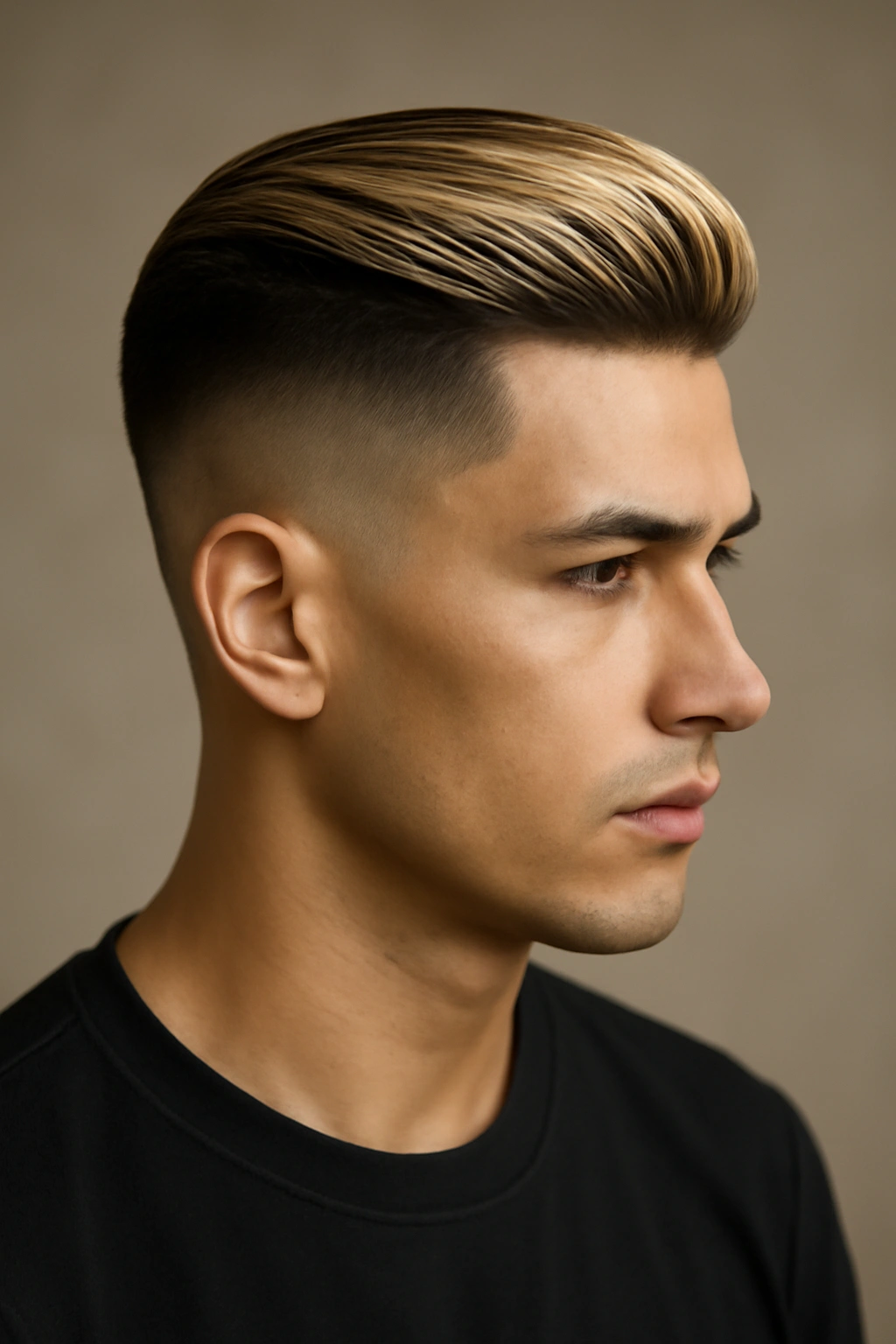 Portrait of a sleek undercut with a sharp two-tone fade