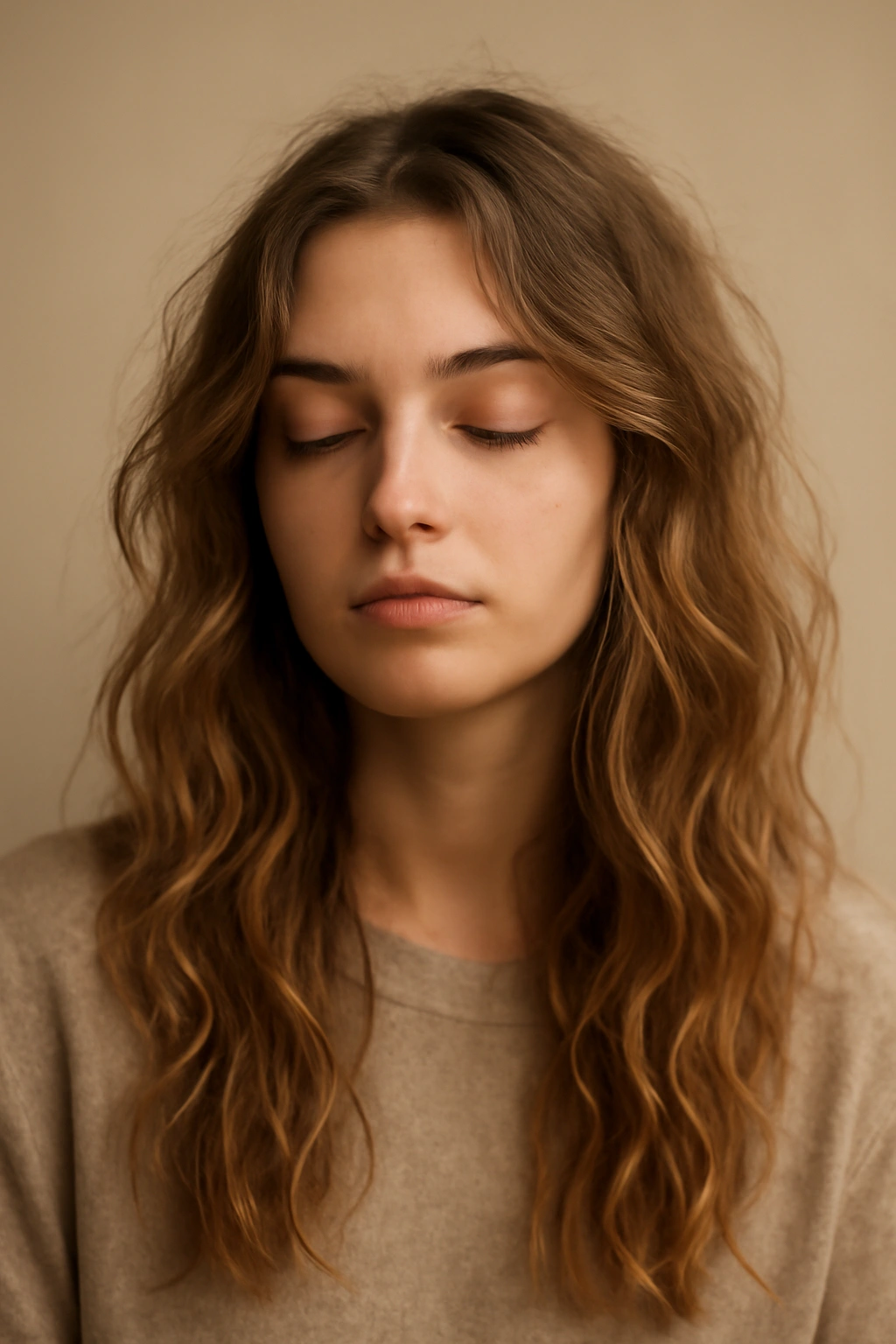 Loose undone waves with uneven texture for a sleepy girl look