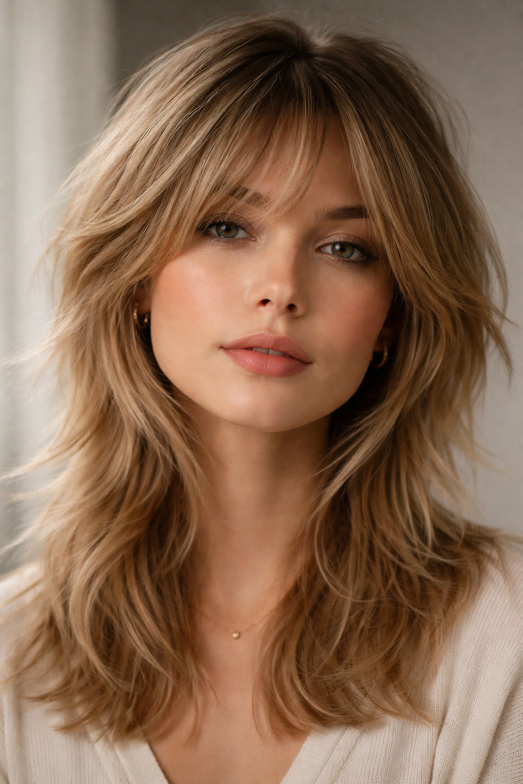 Soft feathered shag with graduated layers and fluttering texture