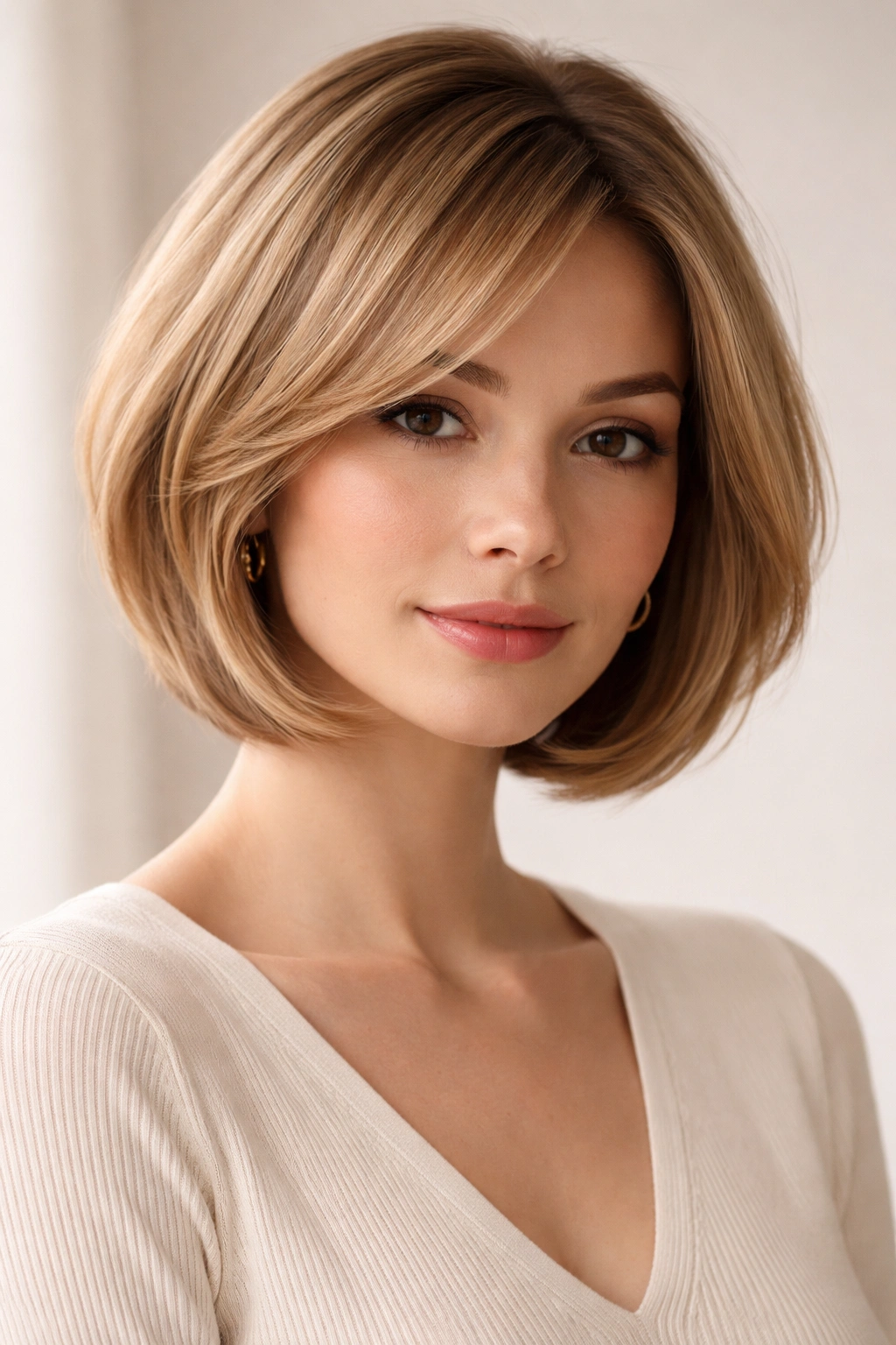 Soft-rounded bob with gentle, seamless layers.