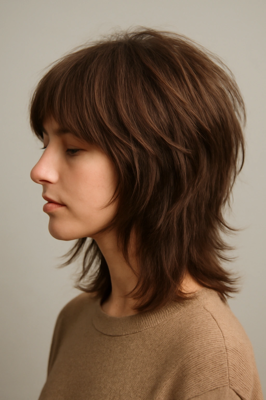 Soft shag with rounded crown, textured layers