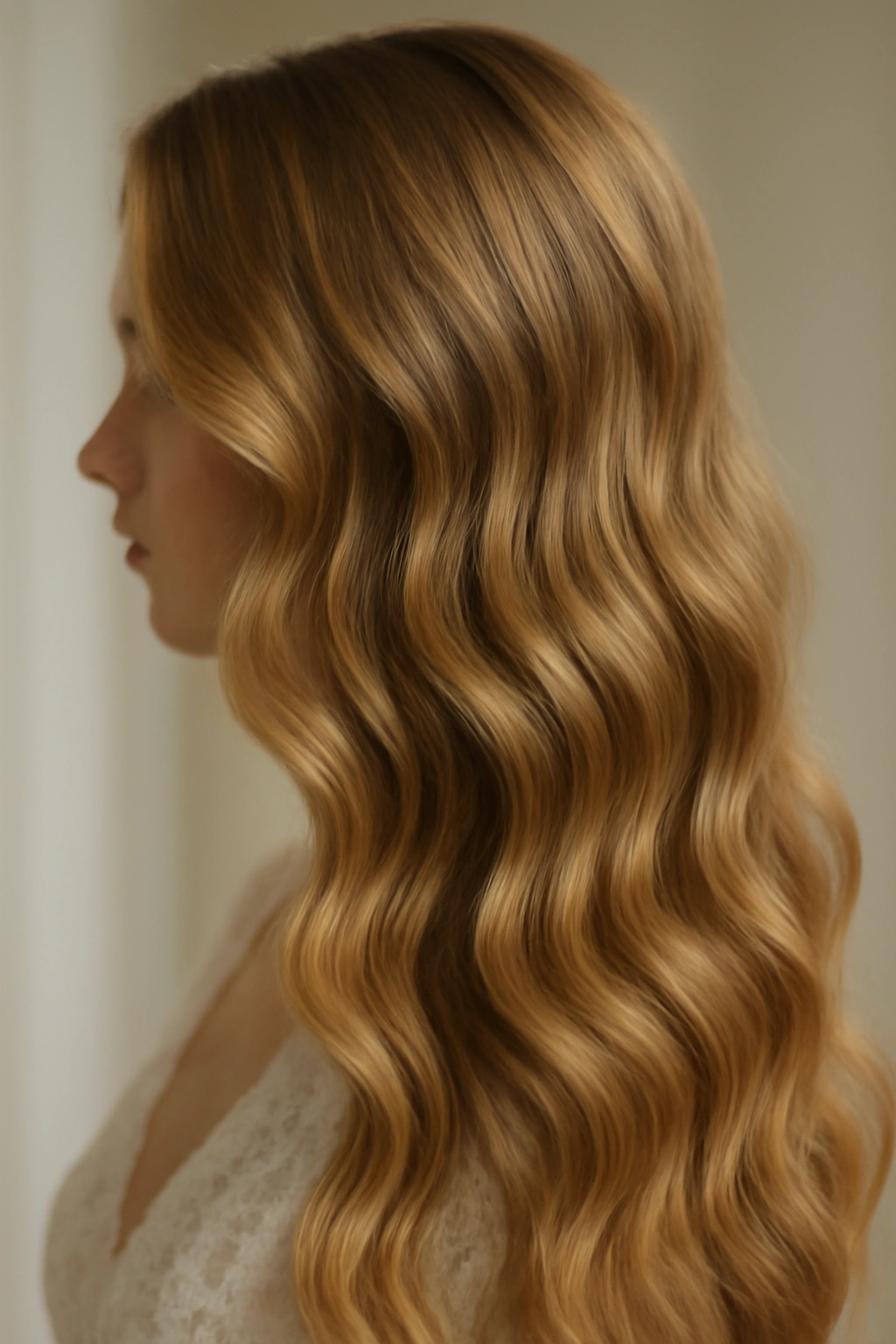 Close-up of soft waves with natural shine and gentle movement