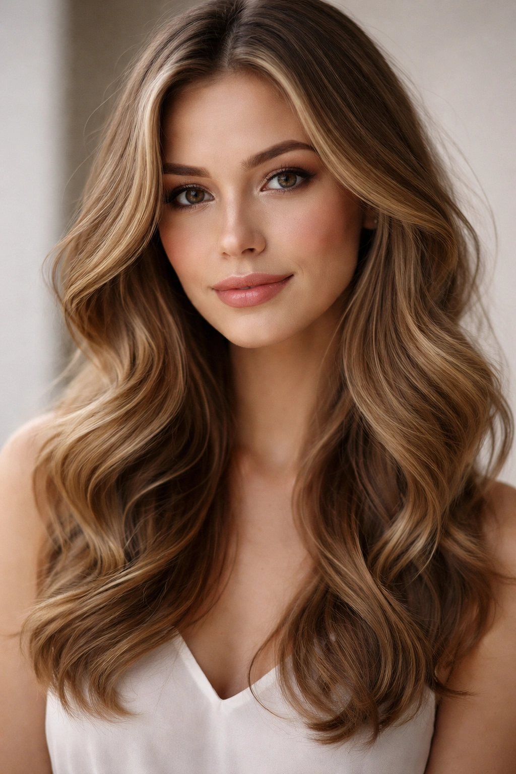 Soft, loose waves with volume at the cheekbones on a long hairstyle