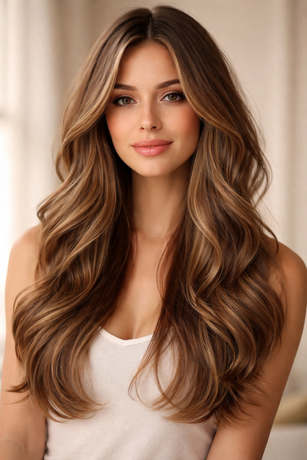 Romantic soft waves with longer face-framing layers