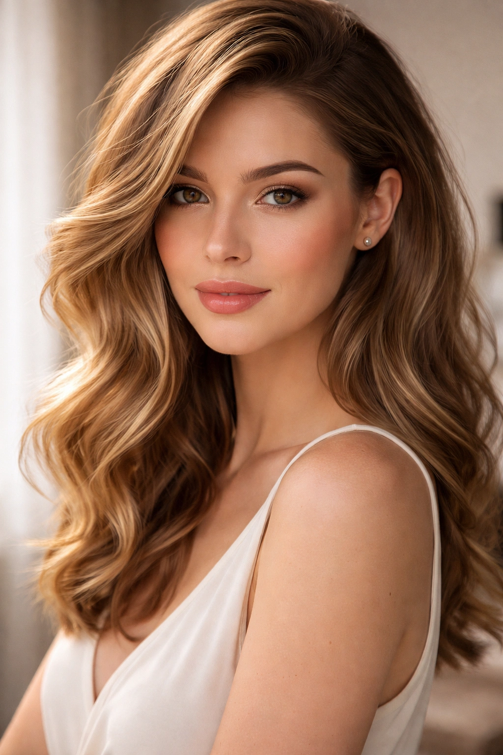Soft waves with sideswept volume framing the face