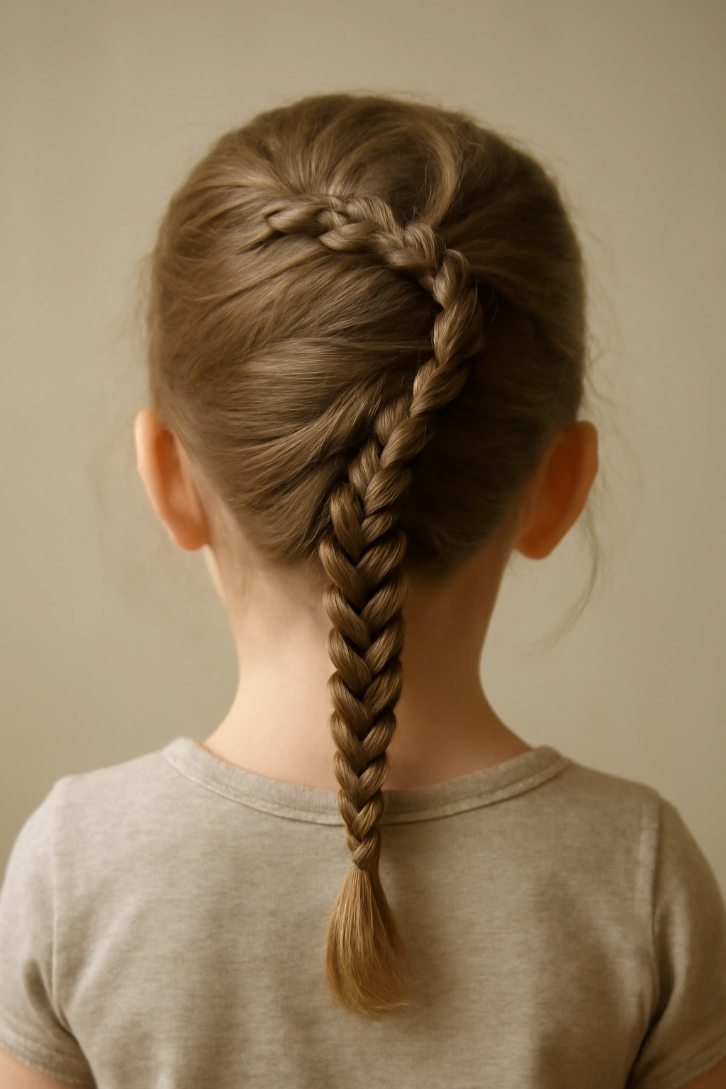Top view showing a spiral braid circling the crown to the nape