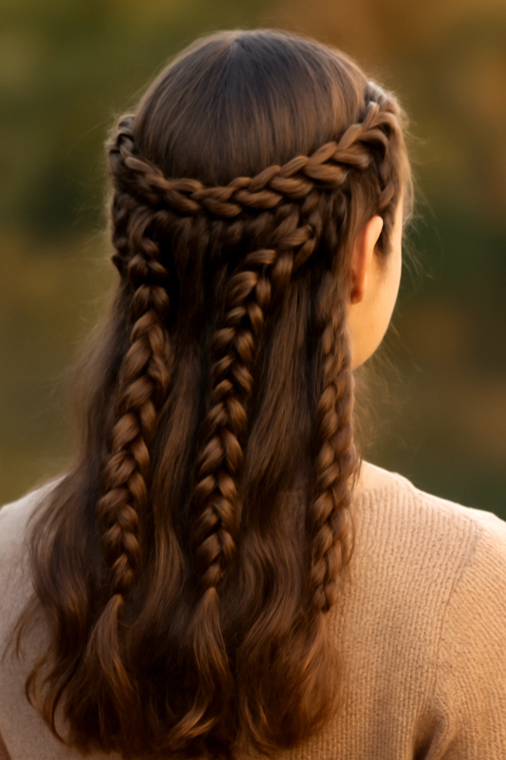 Multiple spiral braid variations on one head