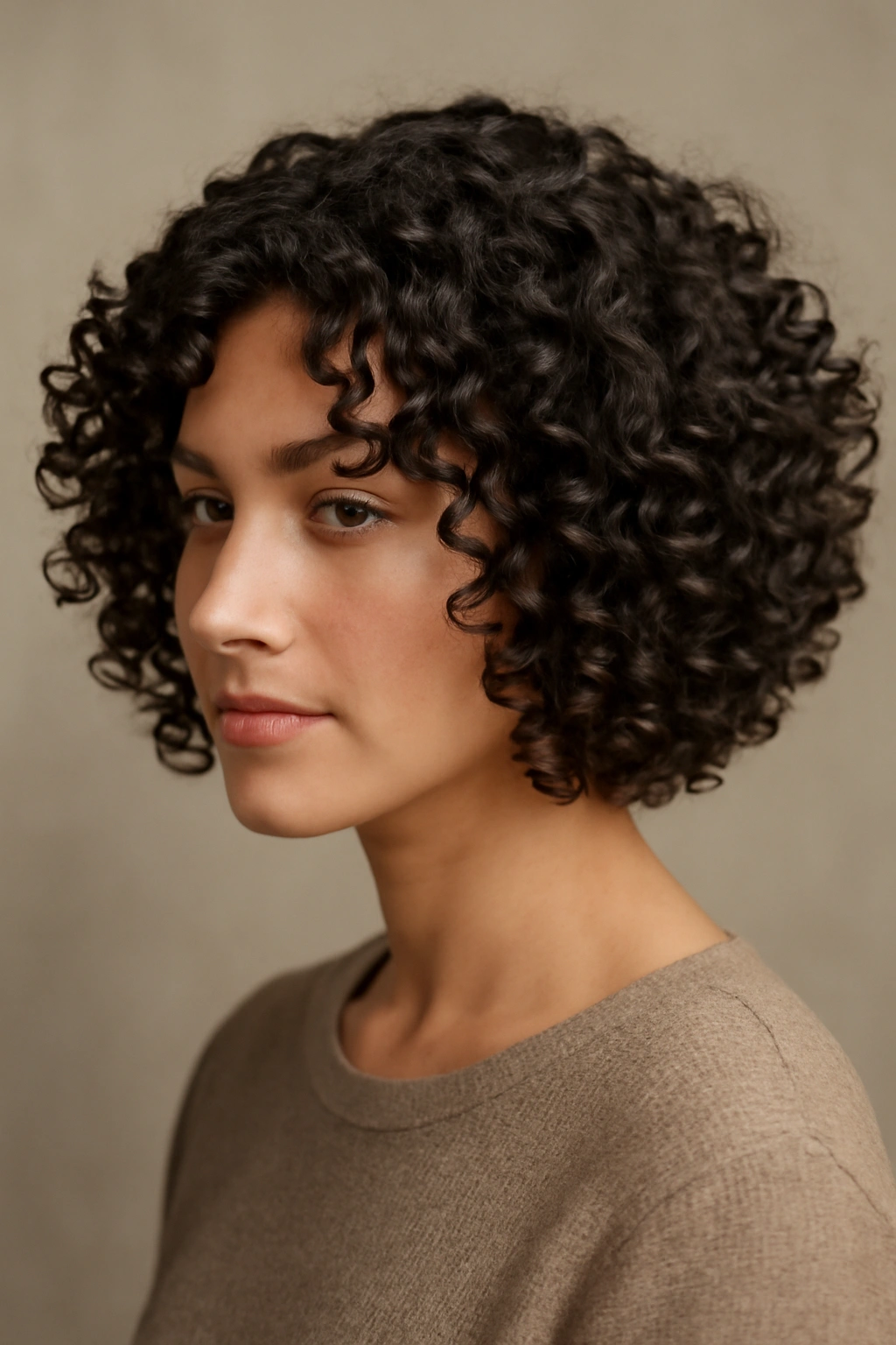Spiraled Ringlet Bob: defined spiral curls forming ringlets in studio setting