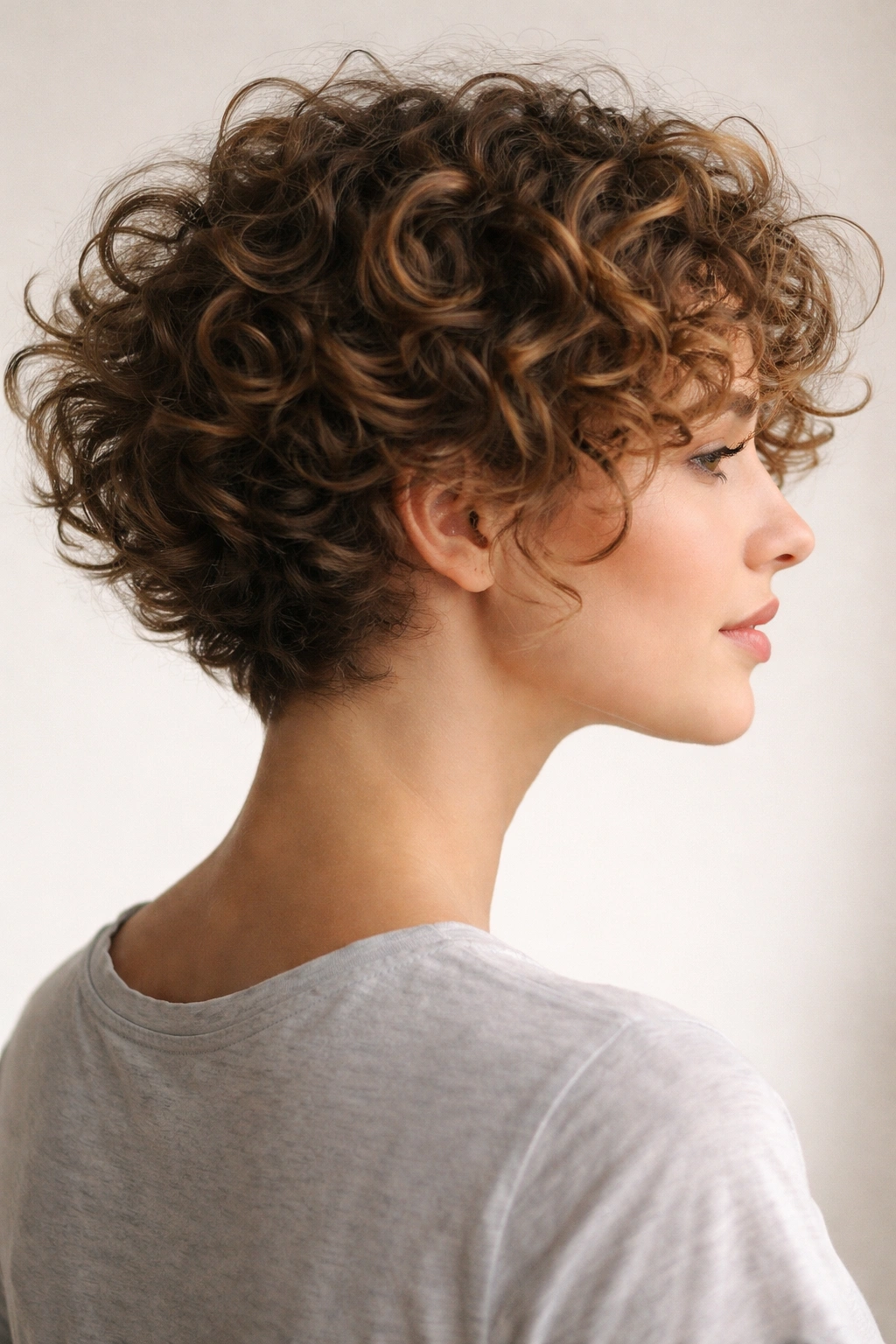 Curly hairstyle with hidden undercut to control volume
