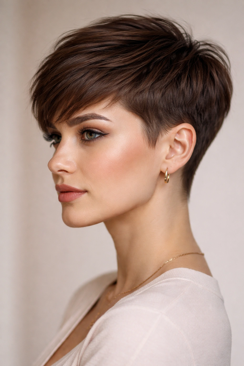 Close-up portrait of a tapered cut hairstyle showing longer top and shorter sides