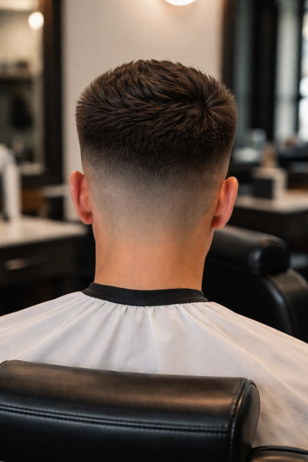 Back view of a tapered fade with a clean nape and smooth graduation