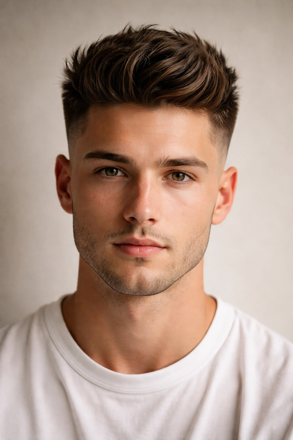 Tapered fade showing contrast between short sides and longer top