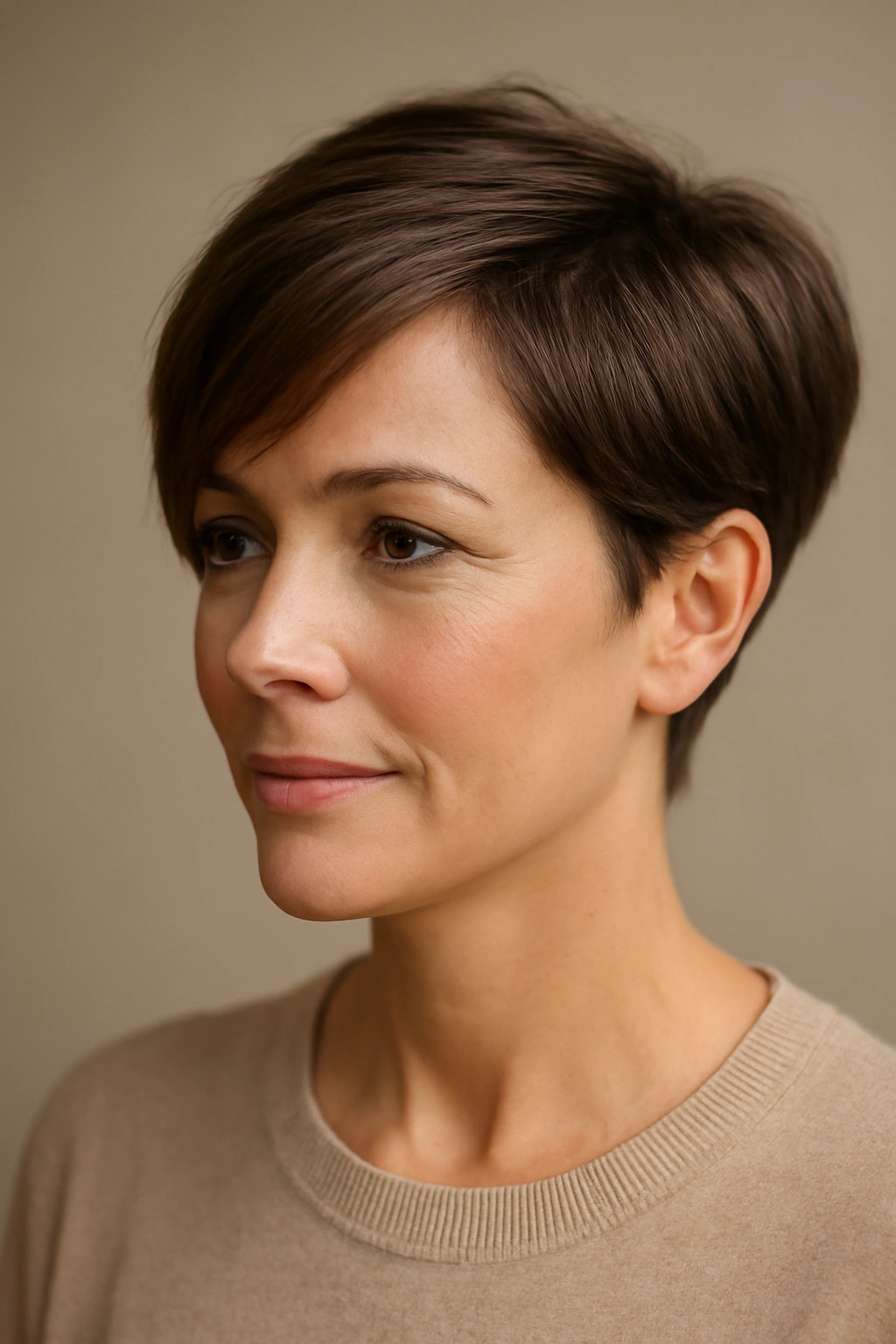 Hair with tapered sides and a longer top that frames the face