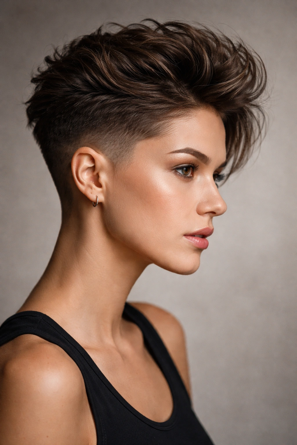 Tapered undercut with shaved sides and a longer textured top.