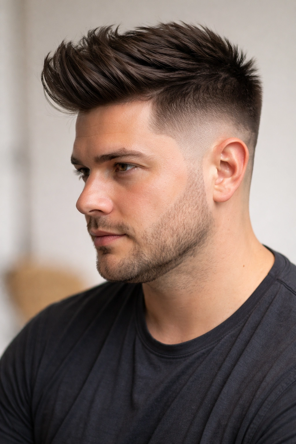 Head-and-shoulders shot showing a tapered undercut with longer top.