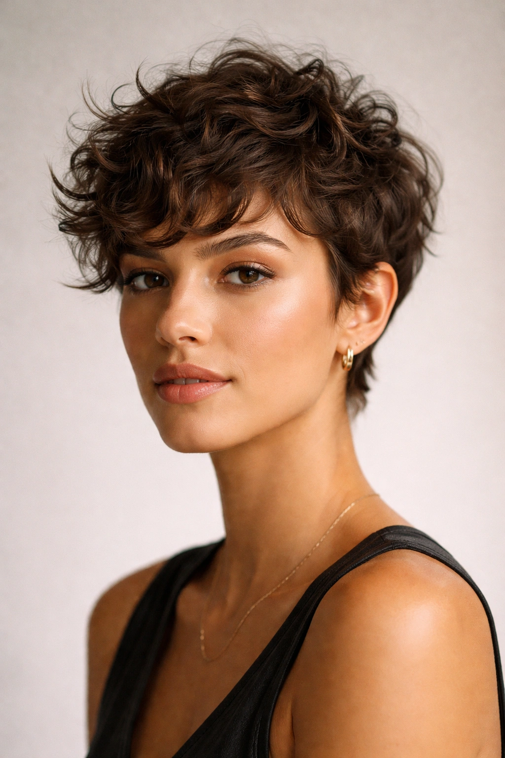 Tousled texture crop with rough, undone curl texture