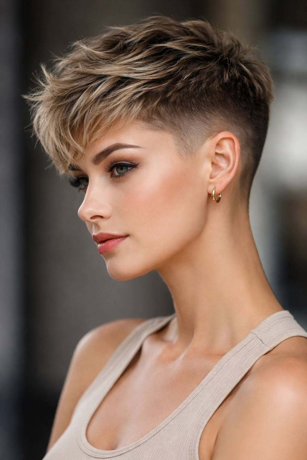 Portrait of a person with a textured crop and faded sides showing contrast.